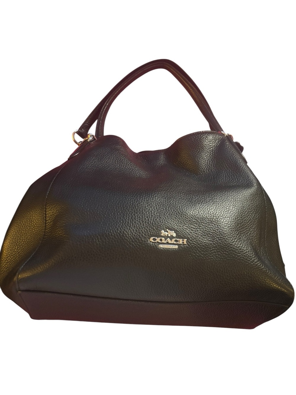 Coach Black Pebbled Leather Tote with Gold Logo